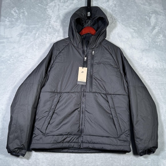 Nike Therma FIT Jacket Mens L Black Hooded Insulated Lined DD6857-011 Legacy - Picture 1 of 10